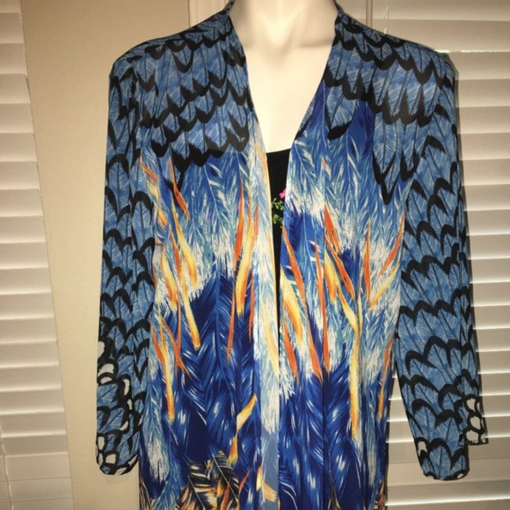 NEW Aris A Exotic Swirl Jacket Style Blouse - Size Large - Gorgeous Vt1